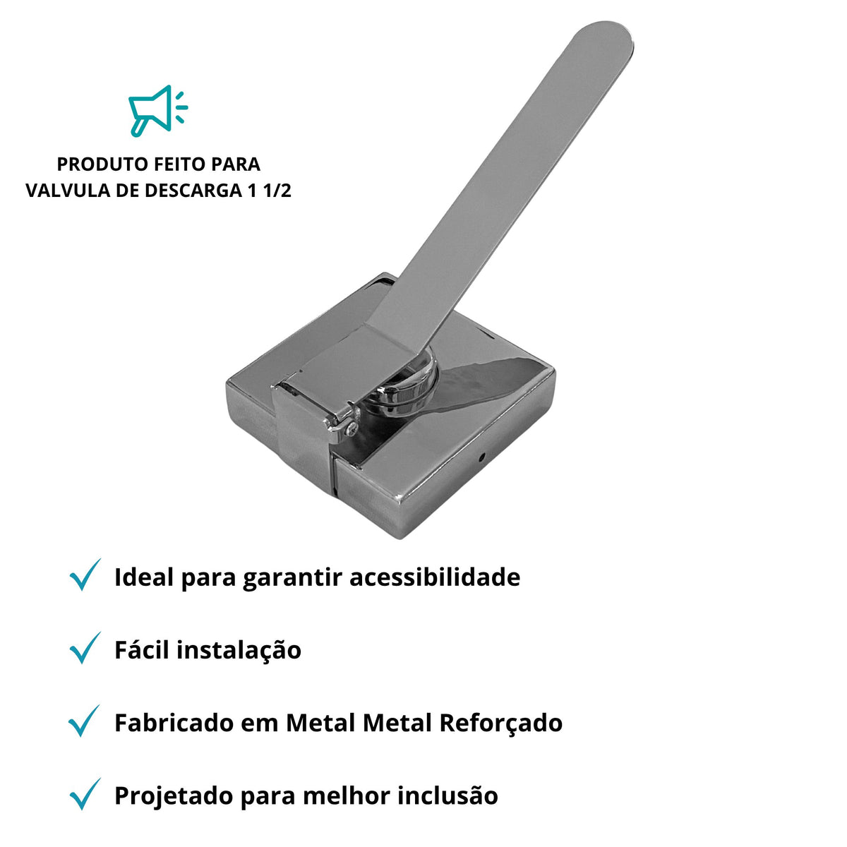 Acabamento PNE Para Descarga com Conversor P/ Base Docol ou Deca - 13563 - detalhes - Conceito Metais