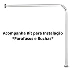 Barra de Apoio para Banheiro Em Alumínio Piso/Parede 70x70 c/ Canopla Inox - 19044 - detalhes - Conceito Metais