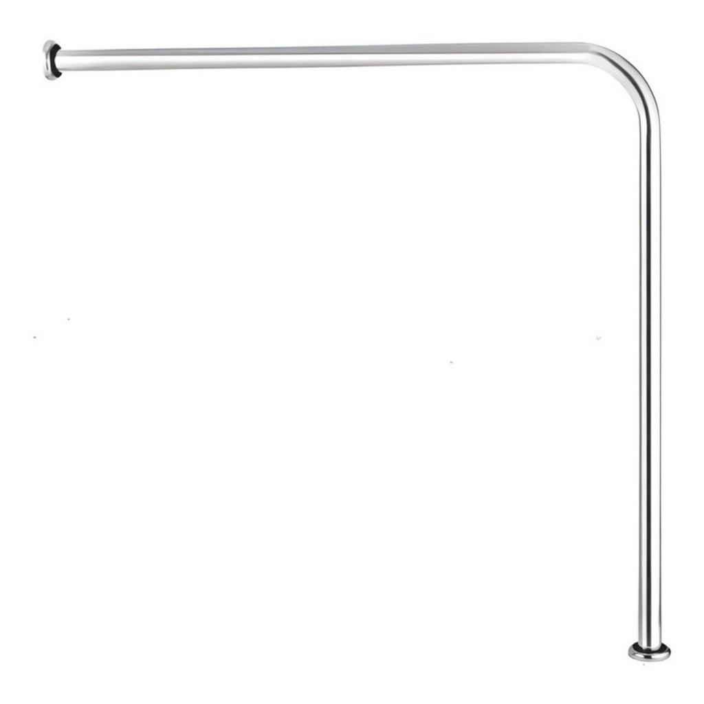 Barra de Apoio para Banheiro Em Alumínio Piso/Parede 70x70 c/ Canopla Inox - 19044 - Conceito Metais