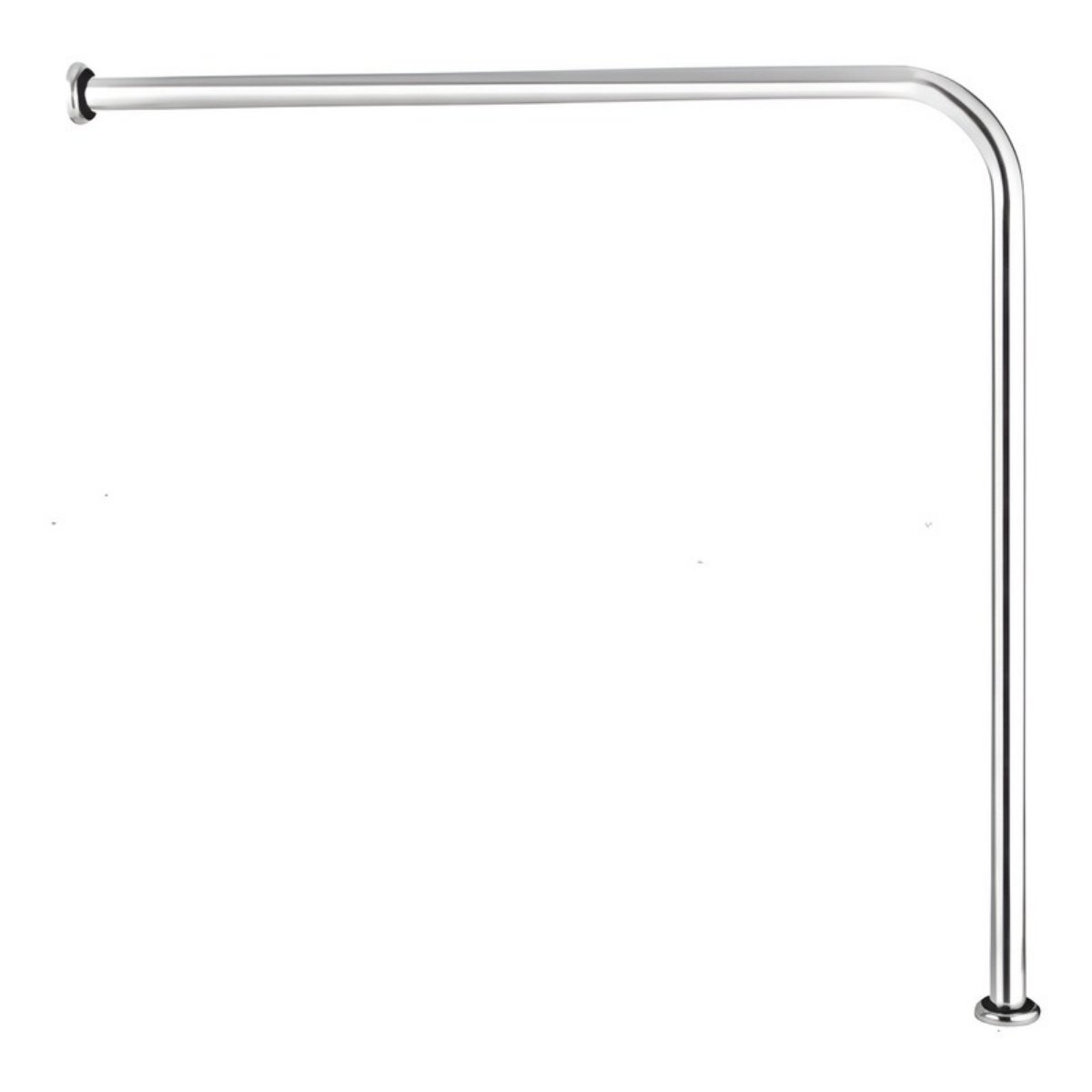 Barra de Apoio para Banheiro Em Alumínio Piso/Parede 70x70 c/ Canopla Inox - 19044 - Conceito Metais