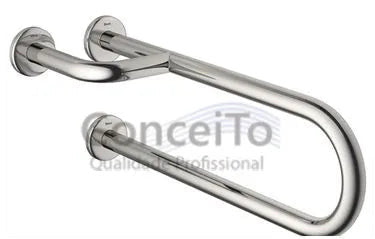 Barra de apoio de 60cm inox 304 fixa para banheiro com reforço lateral - 1021 - Conceito Metais