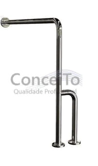 Barra de apoio em inox com suporte lateral para piso - 1109 - Conceito Metais