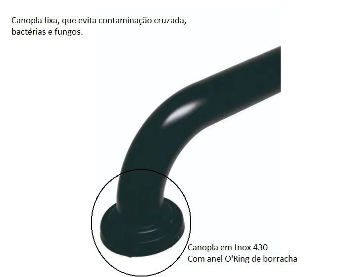 Barra de Apoio para Banheiro em Alumínio Reta Preta 80cm - 24020 - Conceito Metais (foto 4)