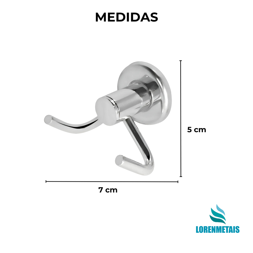 Cabide de parede gancho duplo para banheiro - 29002 - Conceito Metais (foto 2)