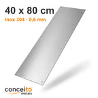 Chapa de proteção para porta 40 x 80 cm Inox 304 0,6 mm: frente