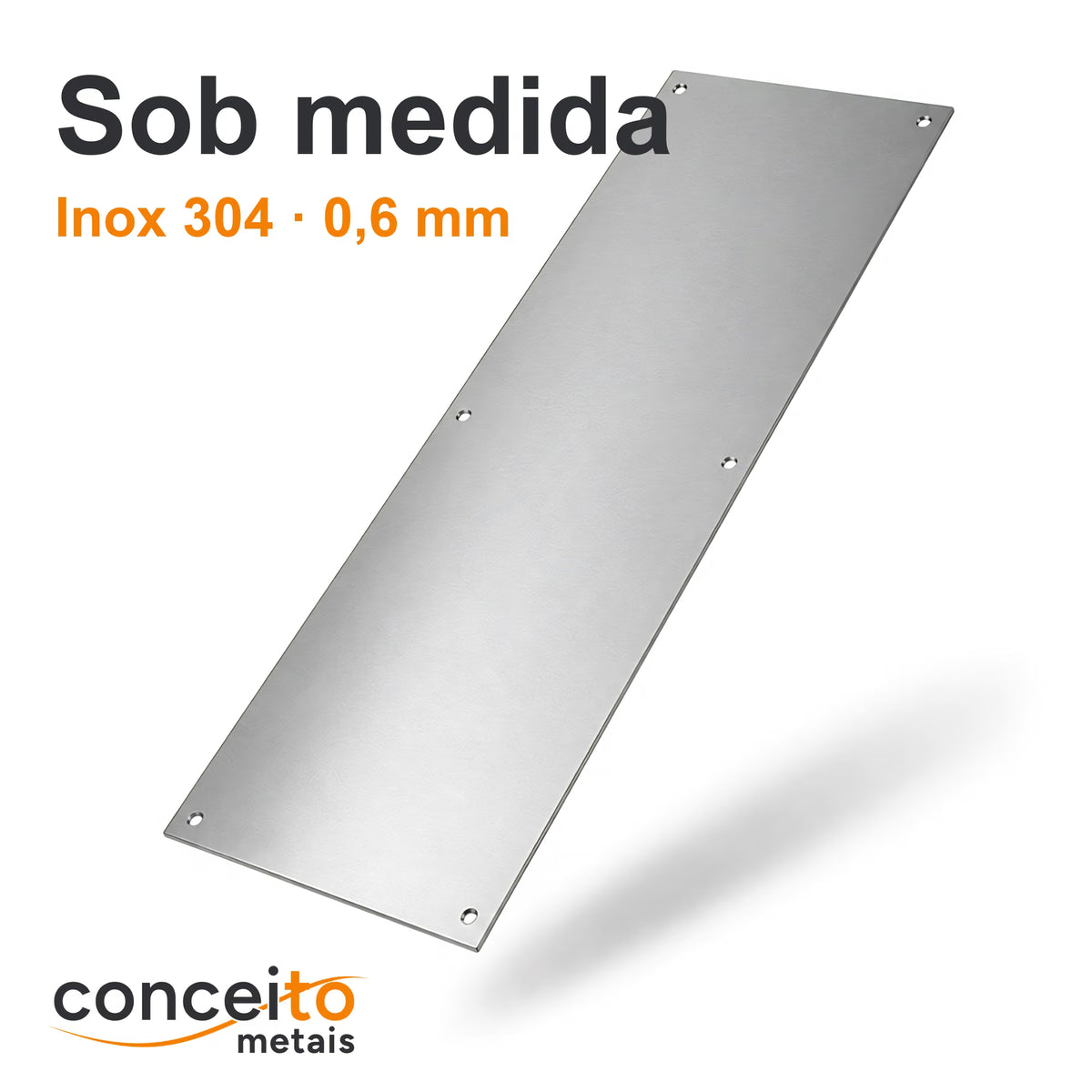 Chapa de proteção para porta Sob medida Inox 304 0,6 mm: frente