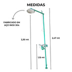 Chuveiro Pedestal de Emergência com Lava Olho - 13994 - medidas - Conceito Metais