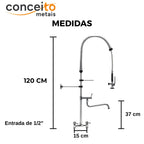 Esguicho de pré-lavagem misturador de mesa 150mm com bica adicional para cozinha industrial - 2014: medidas