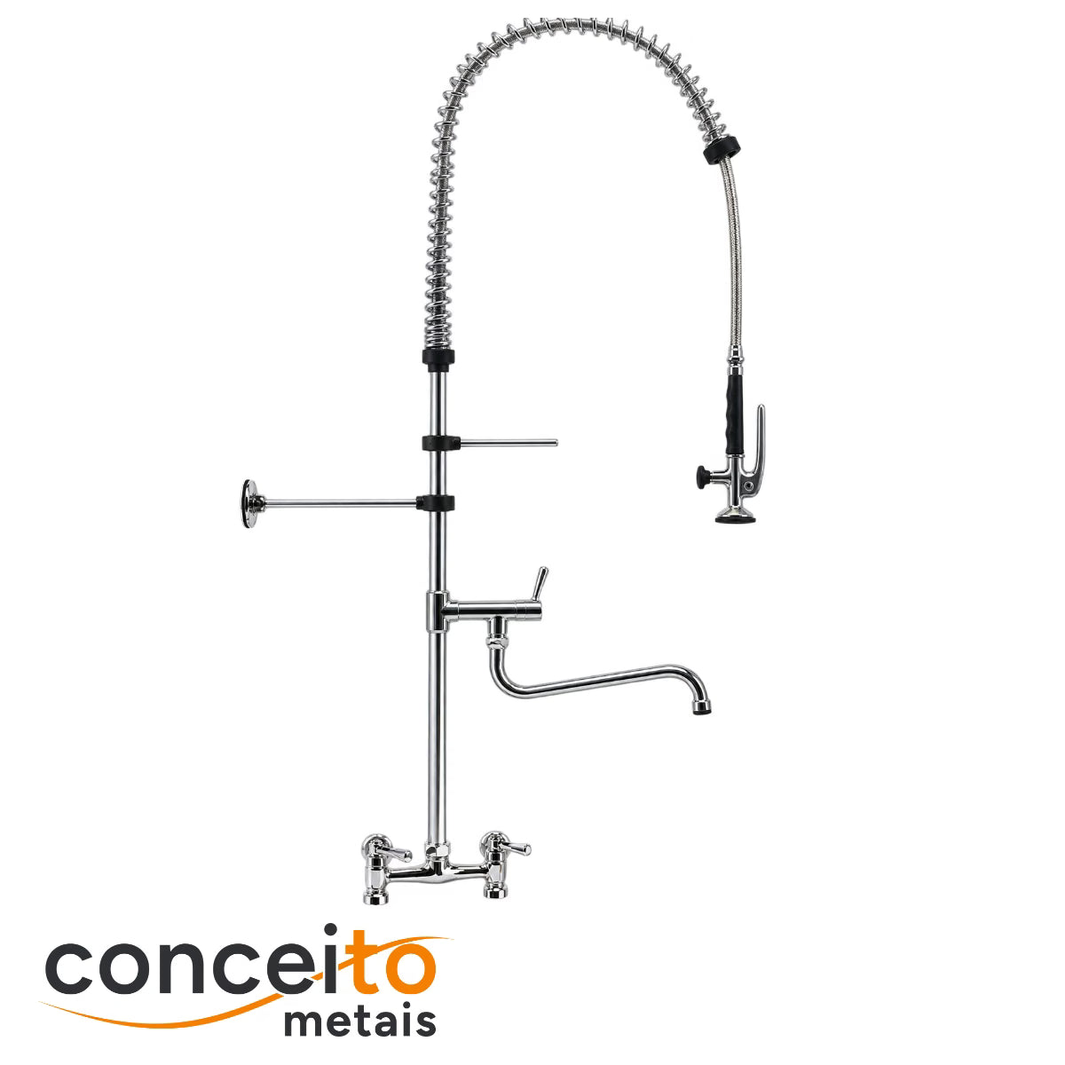 Esguicho de pré-lavagem misturador de mesa 200 mm com bica adicional para cozinha industrial - 2010
