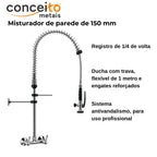 Esguicho de pré-lavagem misturador de parede 150mm para cozinha industrial - 2013: características