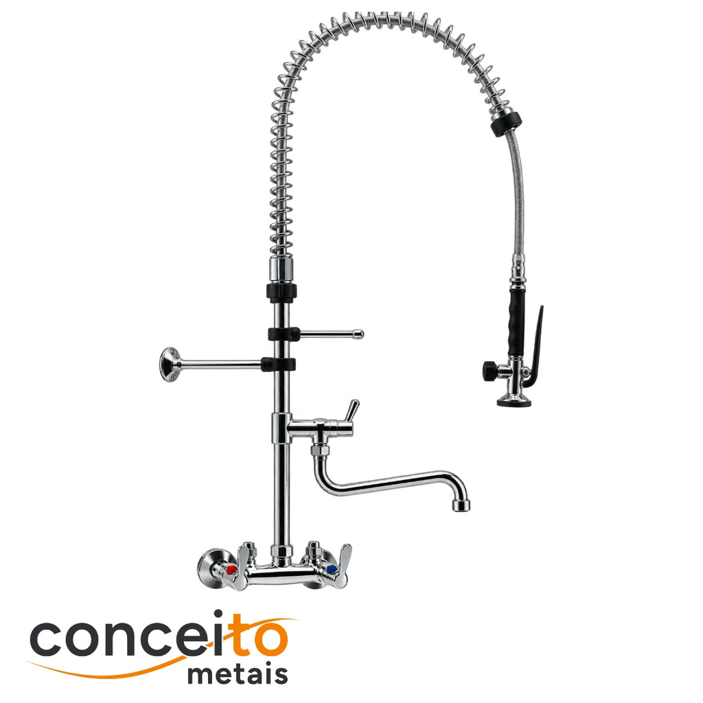 Esguicho de pré-lavagem misturador parede 150mm com bica adicional para cozinha industrial - 2015