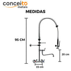 Esguicho de pré-lavagem misturador parede 150mm com bica adicional para cozinha industrial - 2015: medidas