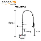Esguicho pré-lavagem misturador parede 200mm com bica adicional para cozinha industrial - 2008: medidas