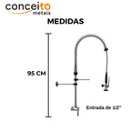 Esguicho de pré-lavagem de parede para cozinha industrial - 2002: medidas
