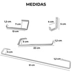 Kit 4 acessórios para banheiro alumínio cromado - 31001 - medidas - Conceito Metais