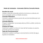 Pedal acionamento elétrico para torneiras 110v - 13095 - modo de instalação - Conceito Metais
