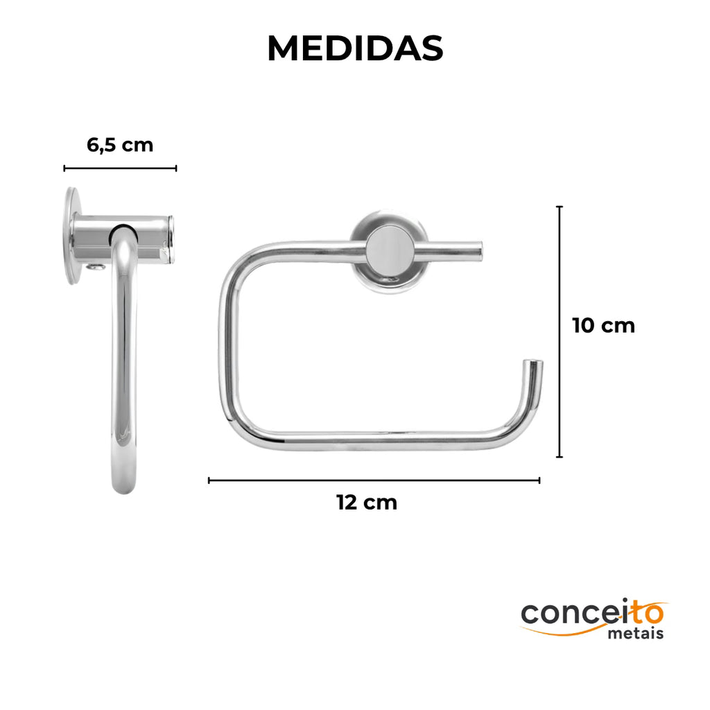 Porta-Papel Higiênico Sem tampa - 29001 - medidas - Conceito Metais