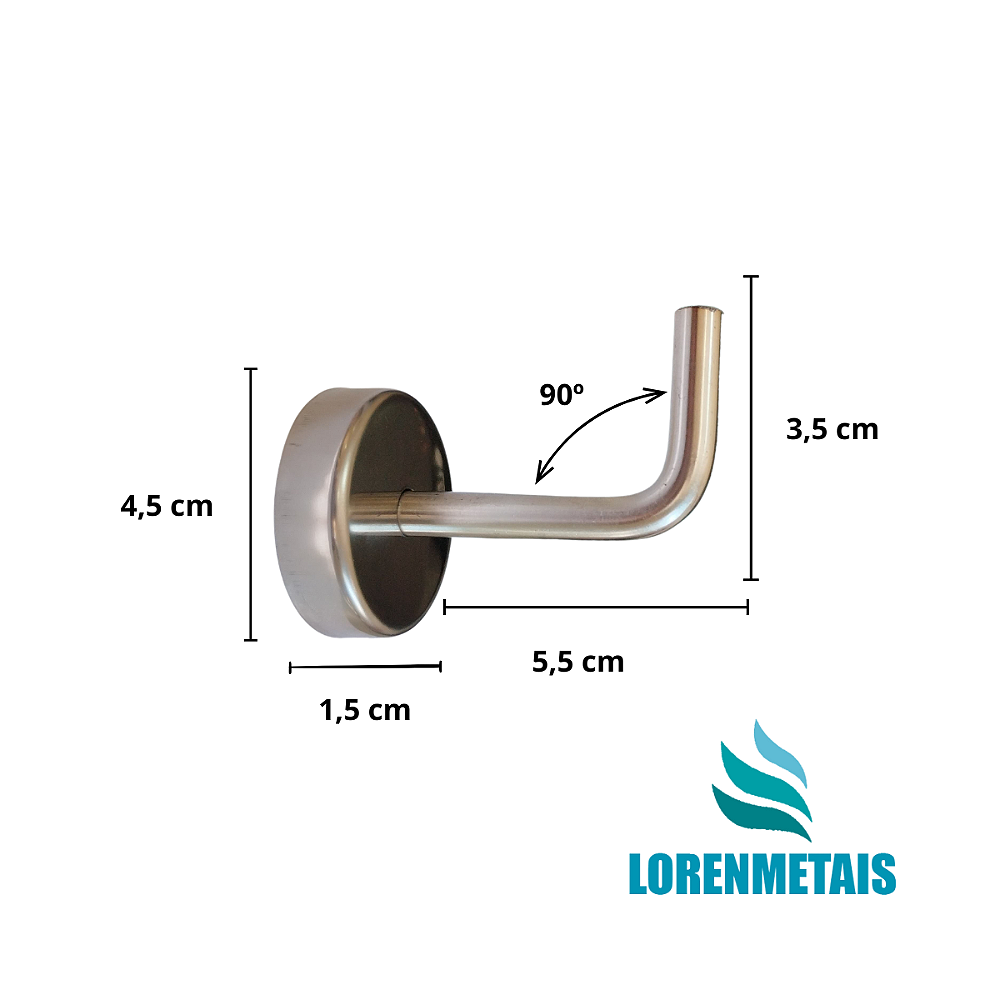 Porta Toalha Rosto Simples Gancho Cabide Inox 304 - 7038 - Conceito Metais (foto 2)