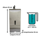 Saboneteira Aço Carbono c/ Pintura Epóxi e Tampa de Inox Escovado c/ Chave e Reservatório 1000 - medidas - Conceito Metais