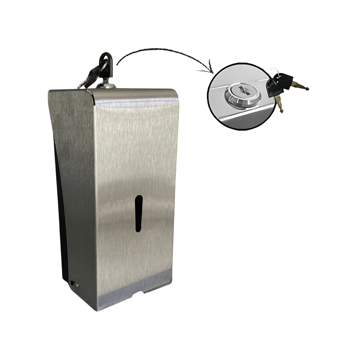 Saboneteira Aço Carbono c/ Pintura Epóxi e Tampa de Inox Escovado c/ Chave e Reservatório 1000 ml - 13675 - Conceito Metais