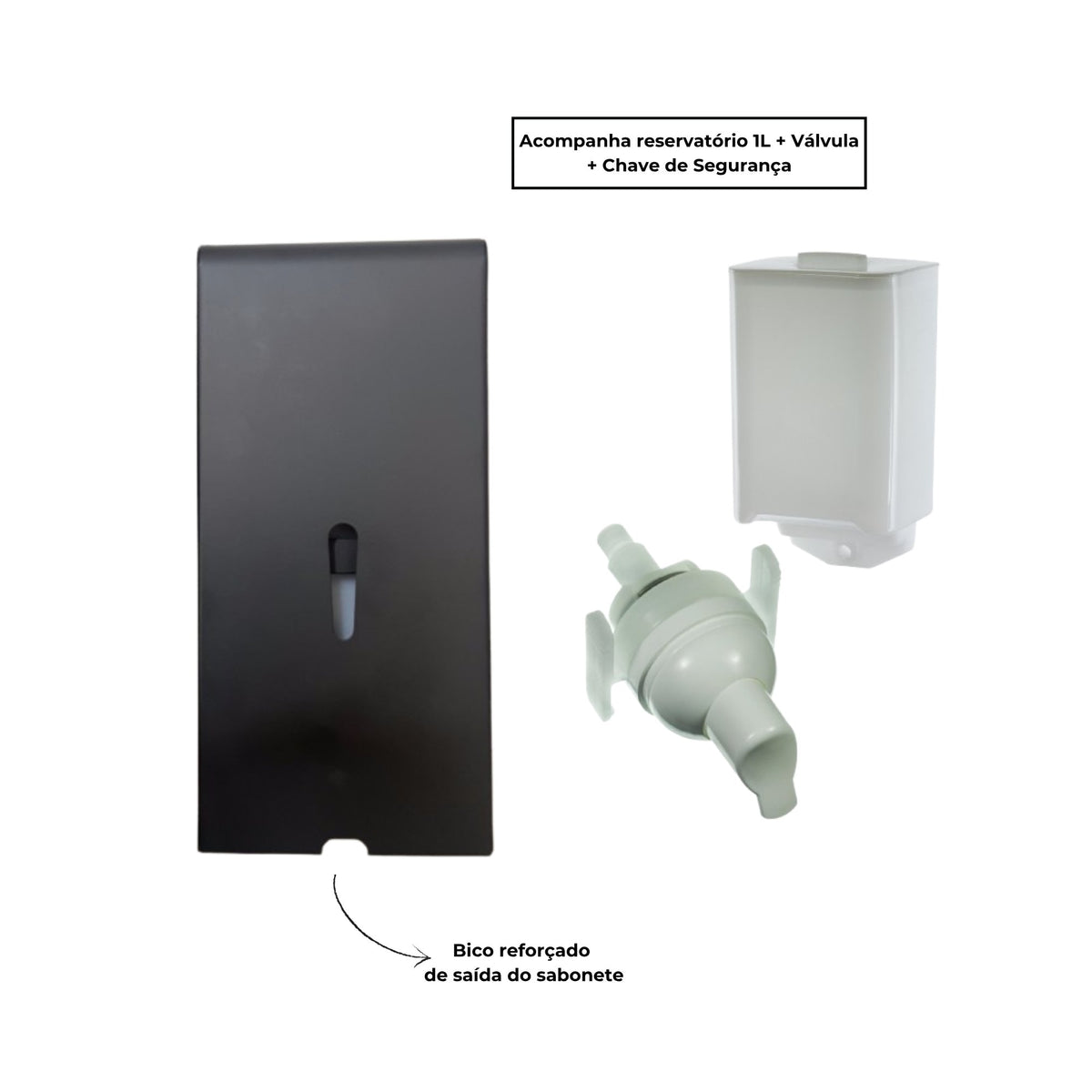 Saboneteira aço carbono e tampa de inox preto fosco com chave e reservatório 1000 ml - 13677 - detalhes (foto 5) - Conceito M