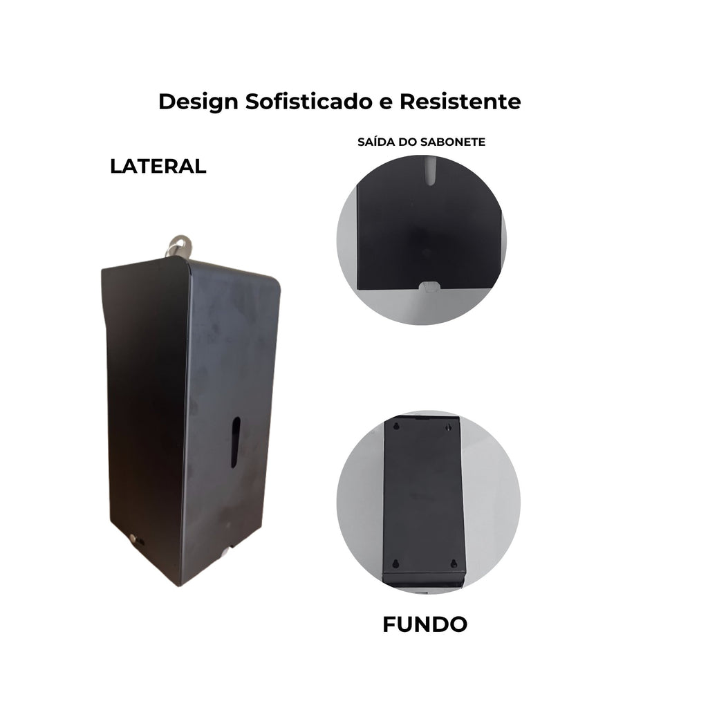 Saboneteira aço carbono e tampa de inox preto fosco com chave e reservatório 1000 ml - 13677 - detalhes (foto 8) - Conceito M