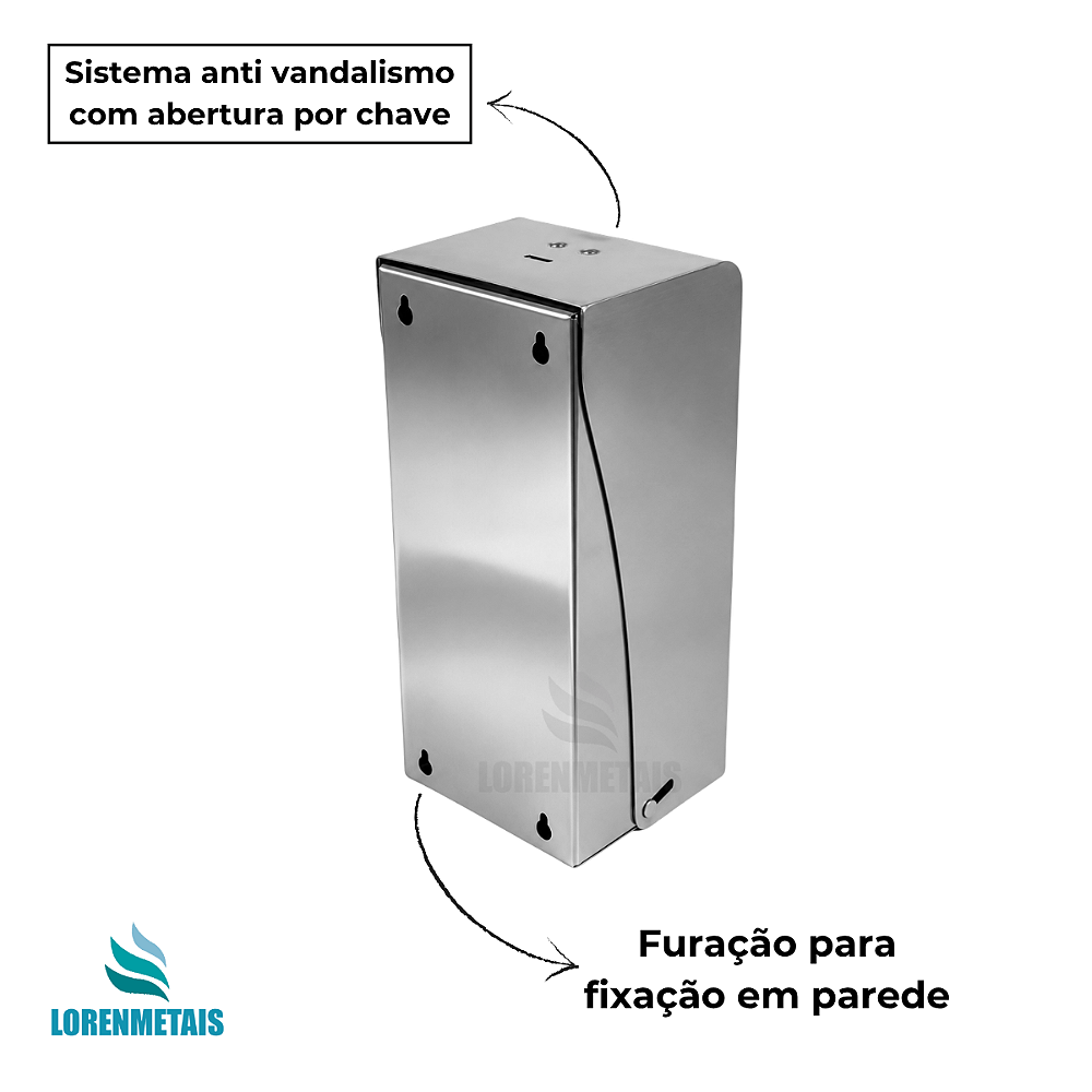 Saboneteira aço inox 304 polido com chave e reservatório 1.000 ml - 13813 (foto 3)