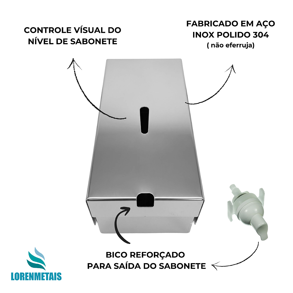 Saboneteira aço inox 304 polido com chave e reservatório 1.000 ml - 13813 (foto 4)