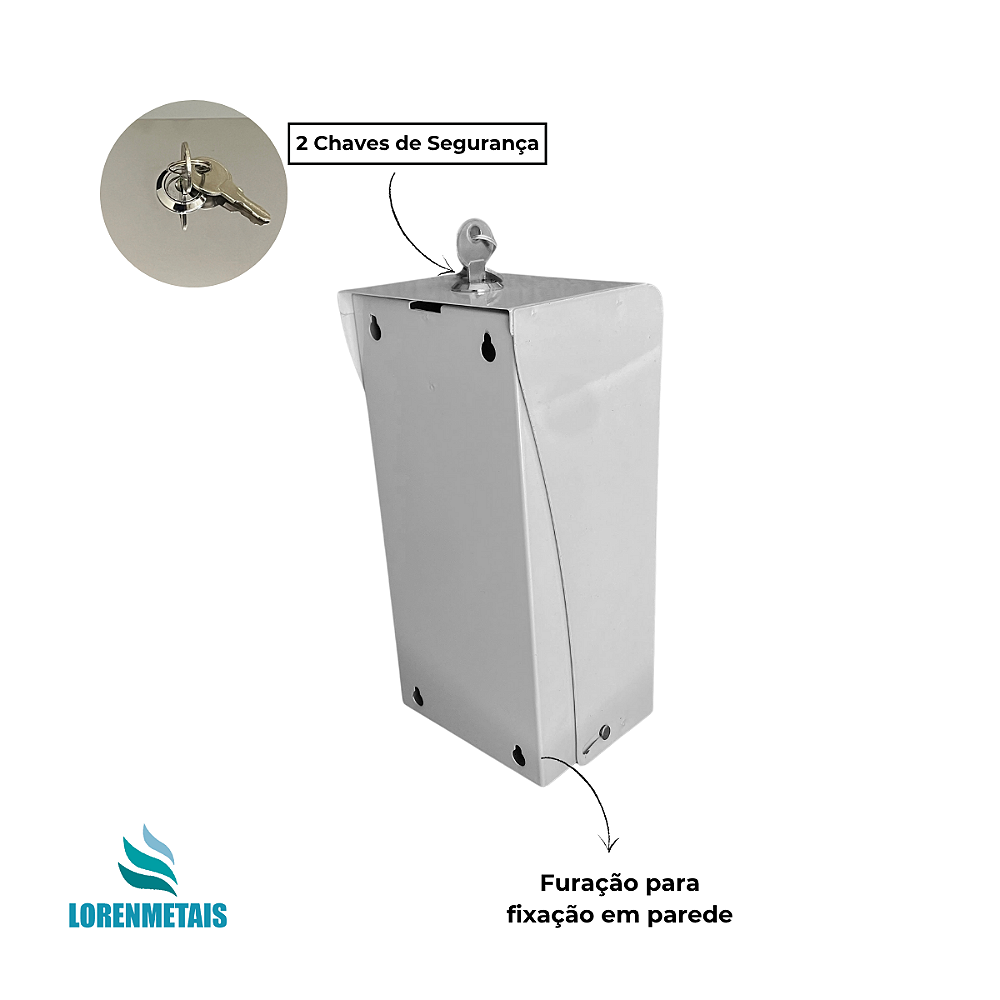 Saboneteira em Metal Reforçado c/ Chave e Reservatório 800 ml - 13676 - Conceito Metais (foto 3)