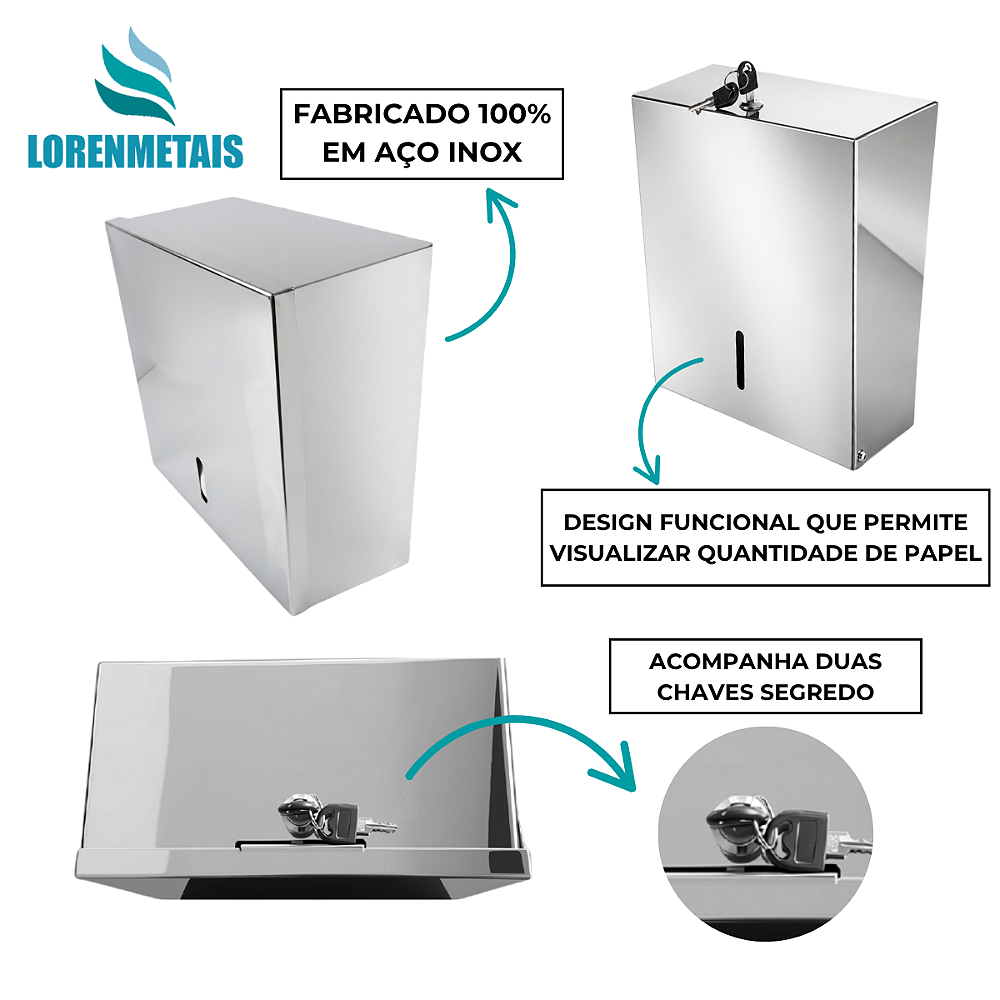 Toalheiro Interfolhado Aço Inox Polido - 12892 - Conceito Metais (foto 3)