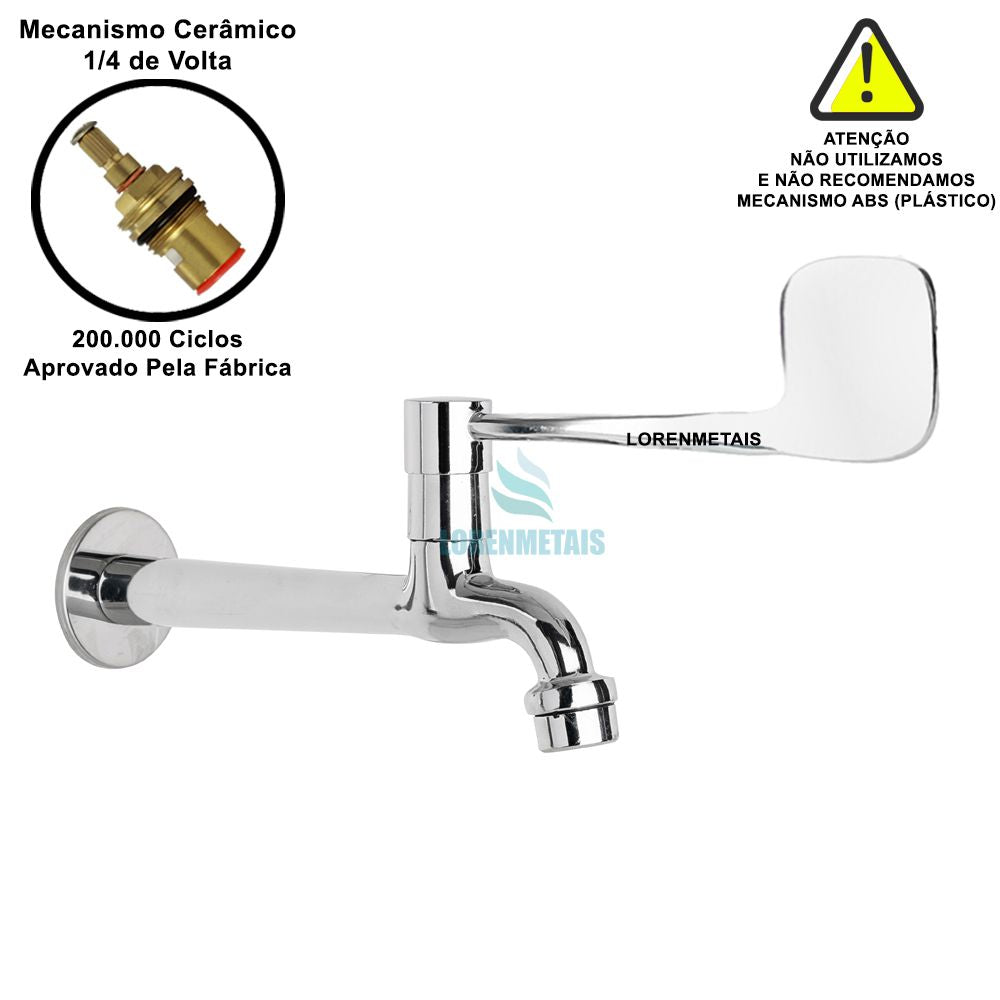 Torneira Clínica de Parede com Arejador Fixo 30cm Alavanca Especial - 13158 - Conceito Metais