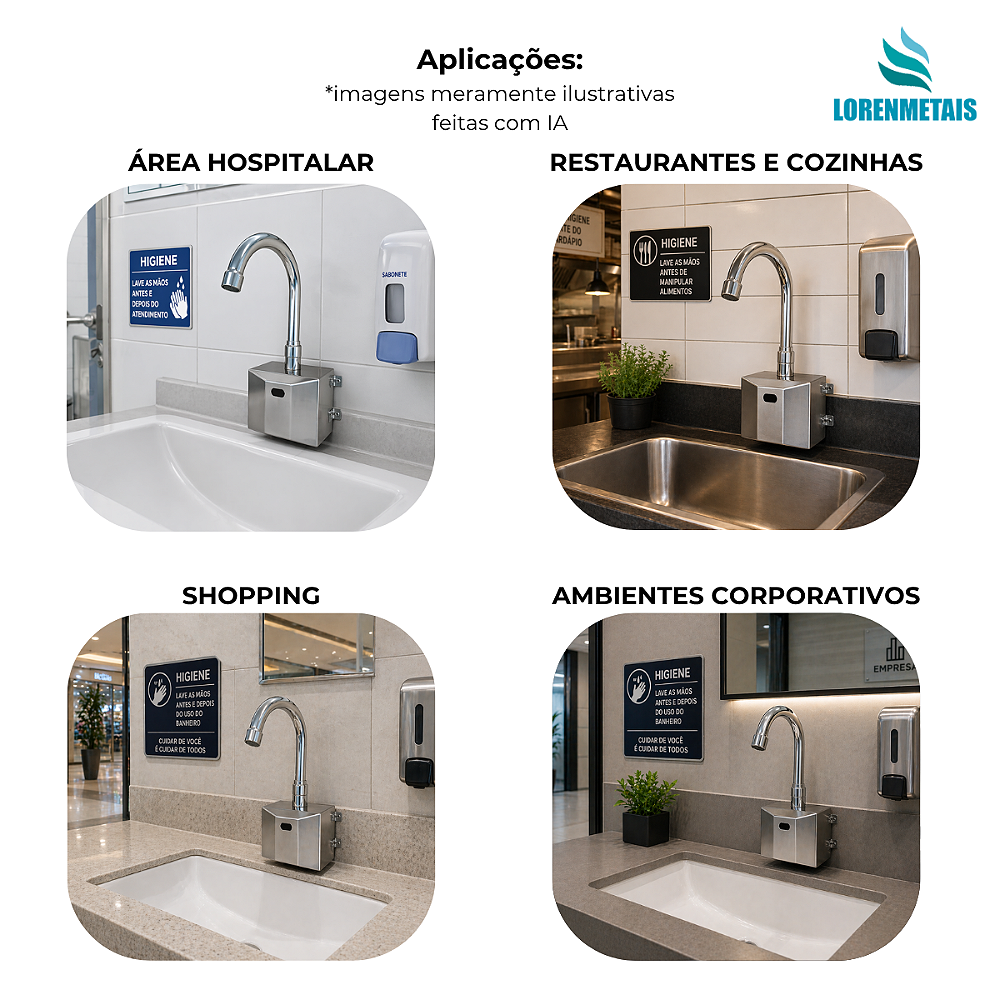 Torneira de parede automática com sensor em aço inox - 35004 - Conceito Metais (foto 4)