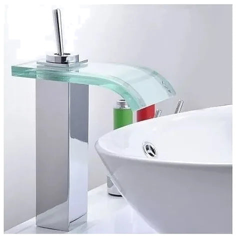 Torneira lavatório monocomando alta cascata de vidro slim - 4387 - Conceito Metais