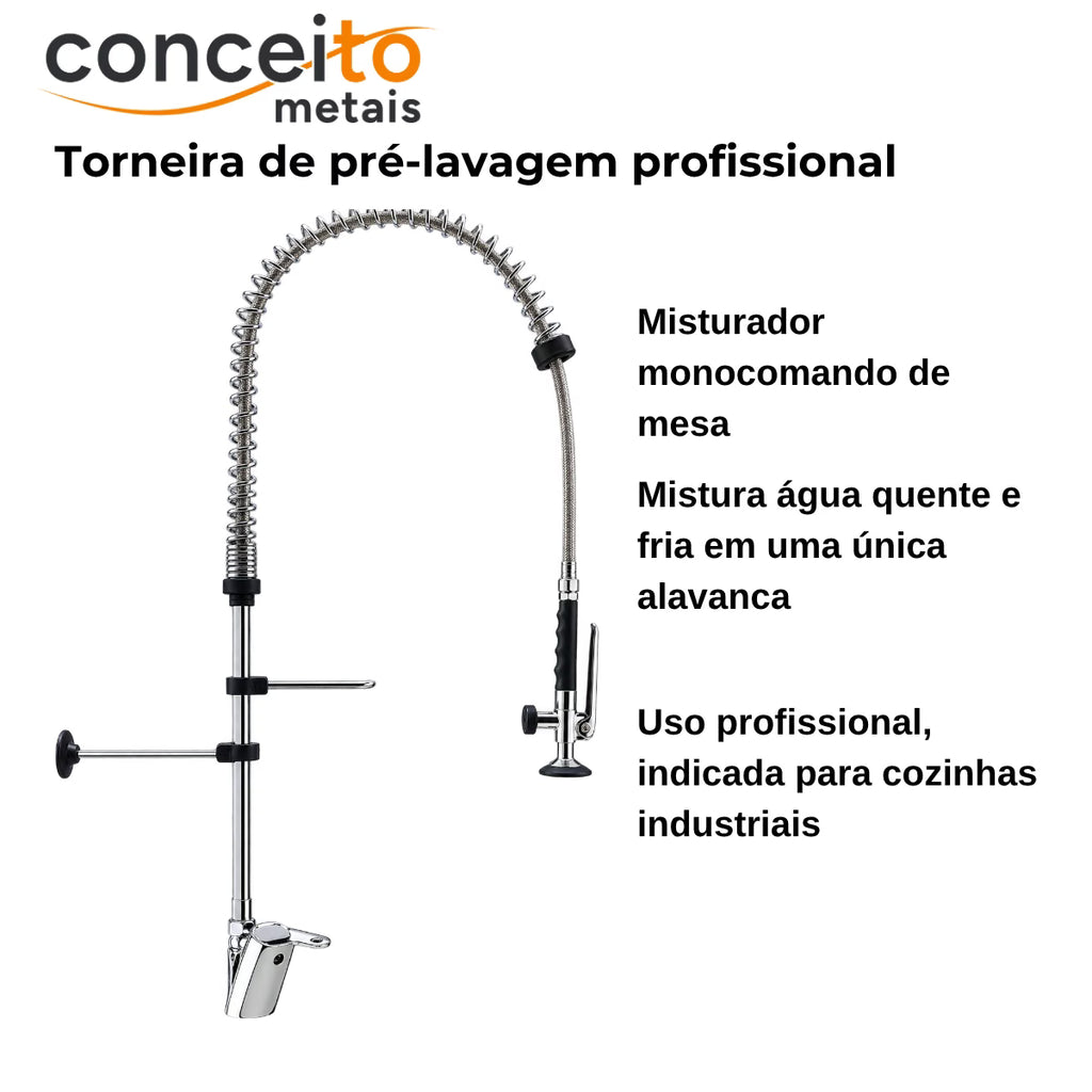 Torneira pré-lavagem profissional misturador monocomando de mesa - 2020: características
