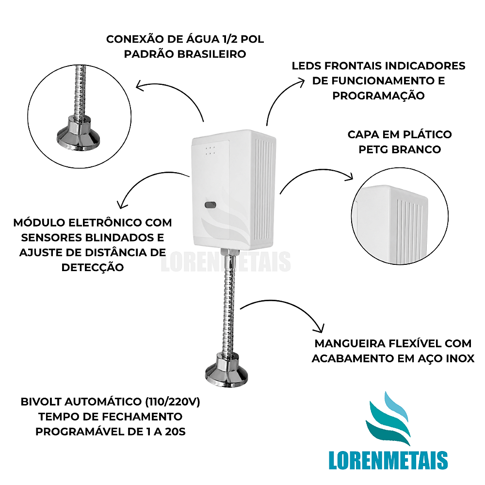 Válvula de Mictório com Sensor Branco - 35014 - Conceito Metais (foto 2)