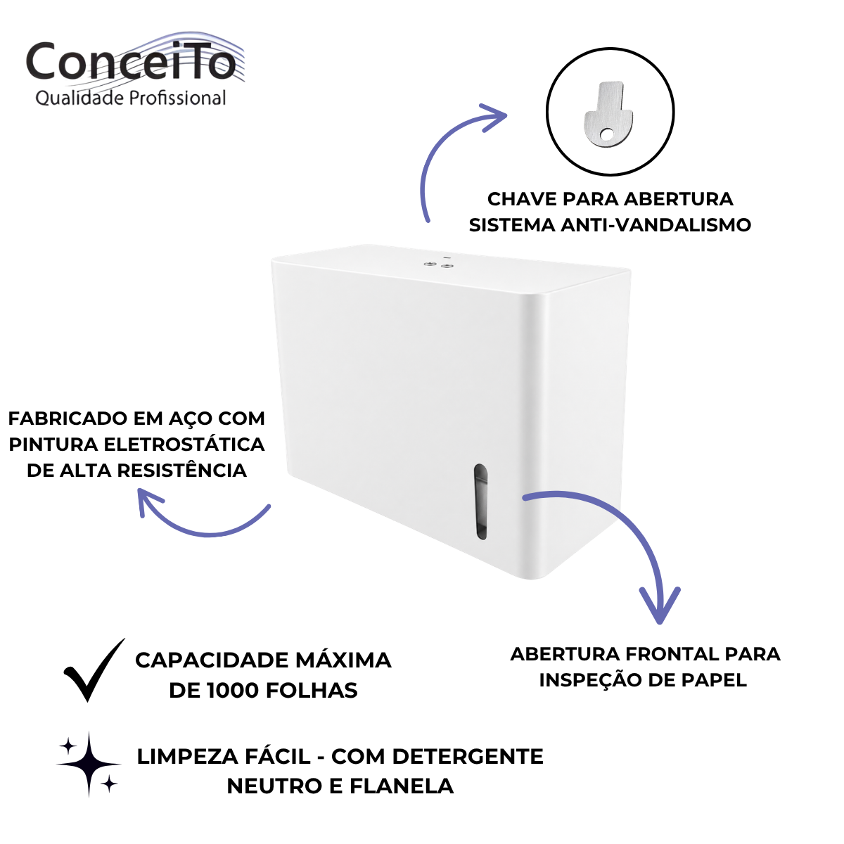 Toalheiro Dispenser Fabricado em Aço com Pintura Eletrostática Branca Interfolhado - 13684 - Image 4
